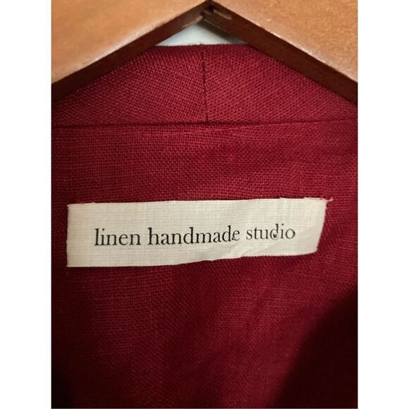 Linen handmade studio safari wrap dress in‎ red clay - Picture 2 of 5